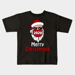 Merry Christmask 2020 Masked Santa For Christmas Pajamas Family Xmas Kids T-Shirt